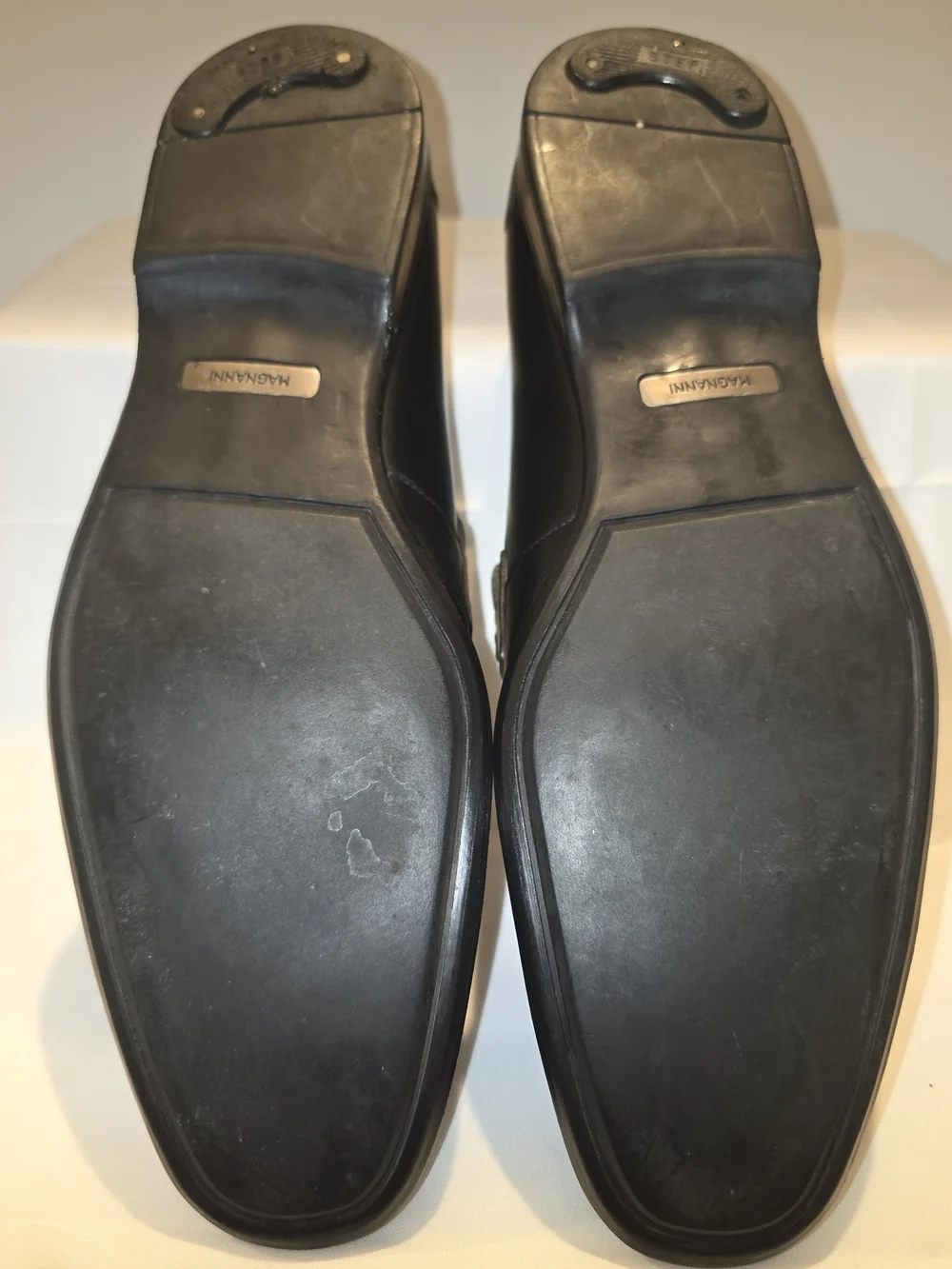Magnanni Black Leather Slip-On Loafers with Silver Bit Accent